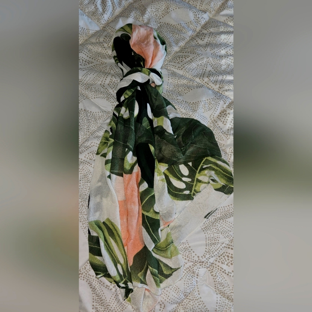 Tropical Green and Pink Scarf